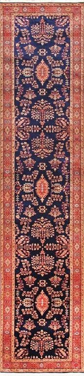 Sarouk Collection Hand-Knotted Navy Lamb's Wool Area Rug- 2' 6" X 7'10"