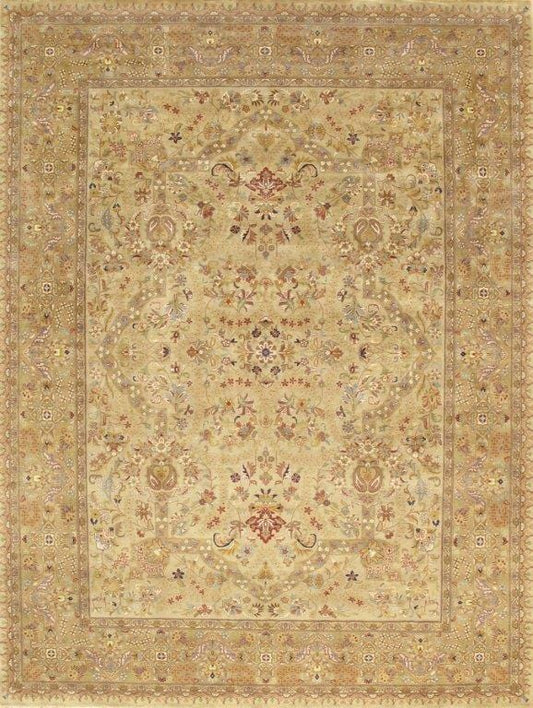 Tabriz Collection Hand-Knotted Lamb's Wool Area Rug- 11' 11" X 15' 3"