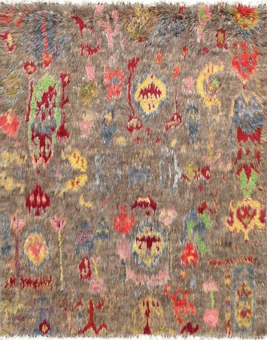Moroccan Collection Hand-Knotted Wool Area Rug- 7'10" X 9' 7"