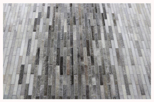 Galaxy Hand-Loomed Silver Cowhide Area Rug- 5' 0" X 8' 0"