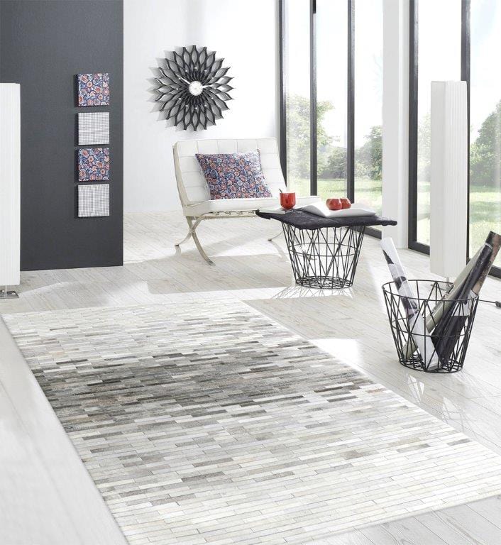 Galaxy Hand-Loomed Silver Cowhide Area Rug- 8' 9" X 11' 9"