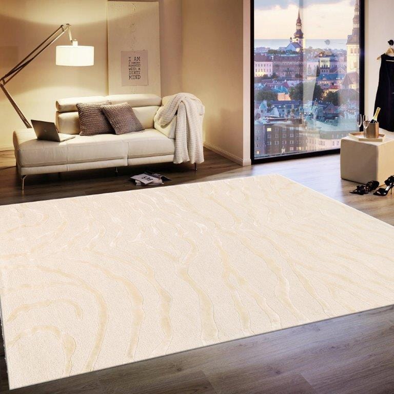 Edgy Collection Hand-Tufted Ivory Silk & Wool Area Rug- 9' 9" X 13' 9"