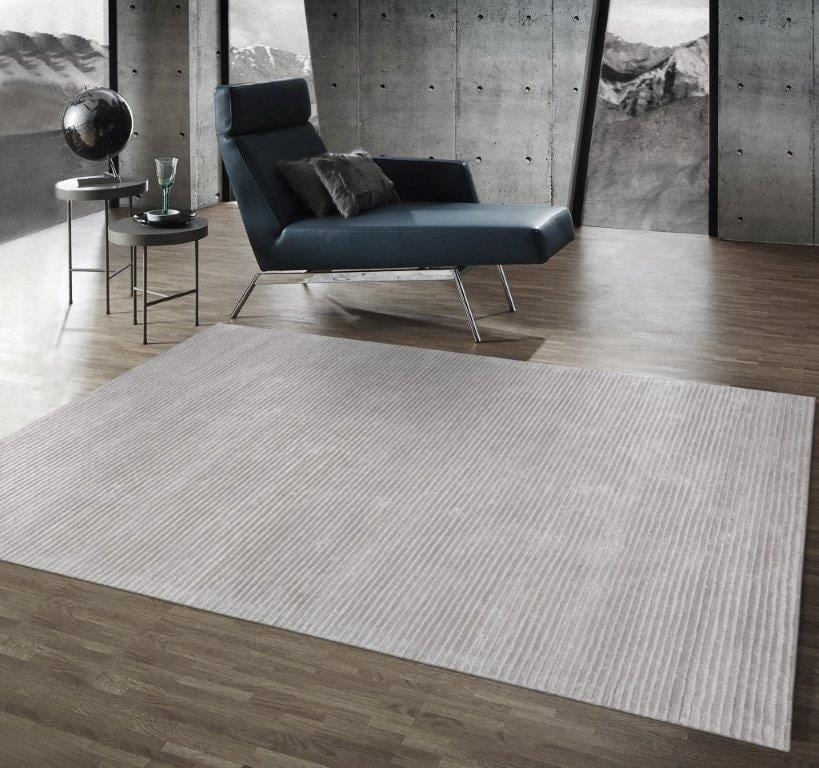 Edgy Collection Hand-Tufted Silk & Wool Silver Area Rug-12' 0" X 15' 0"