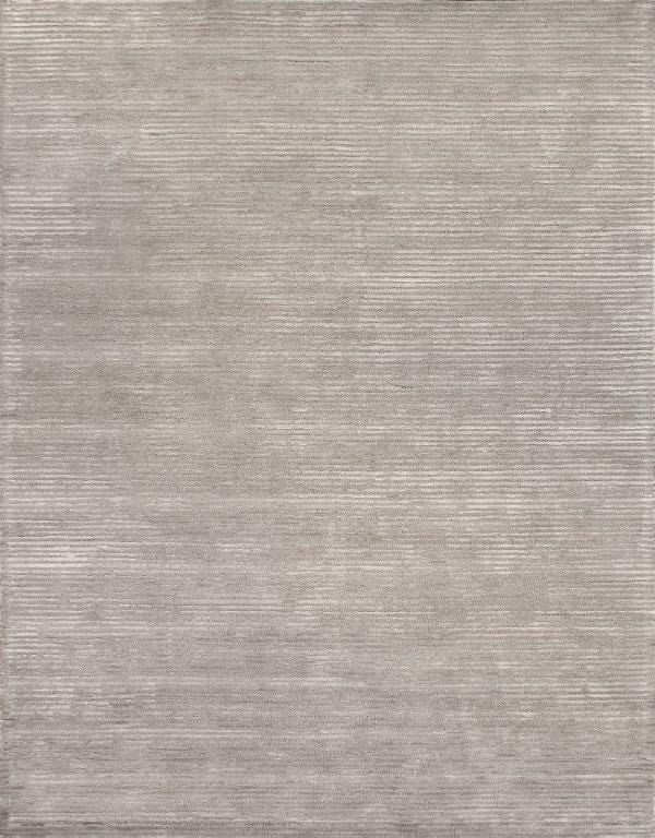 Edgy Collection Hand-Tufted Silk and Wool Silver Area Rug- 5' 0" X 8' 0"