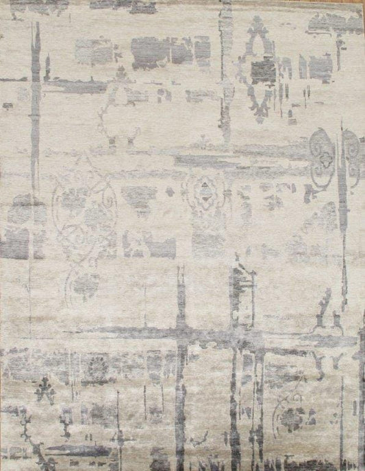 Modern Collection Hand-Knotted Silk Area Rug- 6' 1" X 9' 0"
