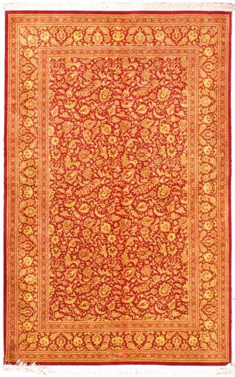 Qum Colletion Hand-Knotted Pure Silk Area Rug- 4' 3" X 6' 8"