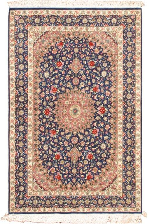 Qum Colletion Hand-Knotted Pure Silk Area Rug- 3' 2" X 5' 0"
