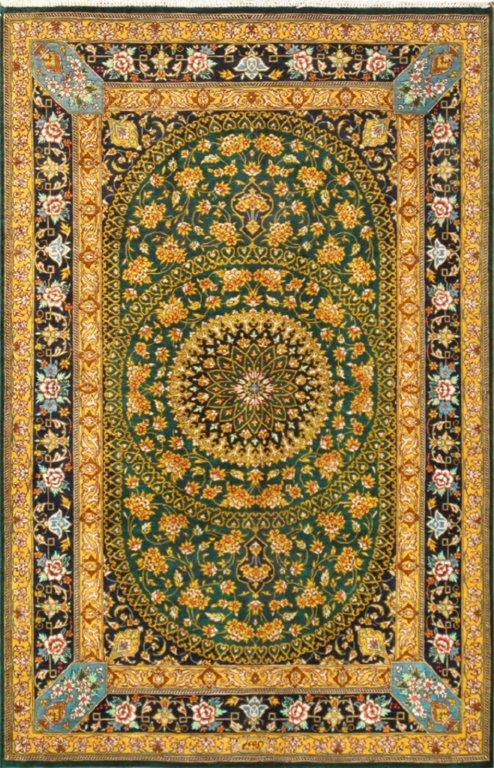 Qum Colletion Hand-Knotted Pure Silk Area Rug- 2' 6" X 4' 0"