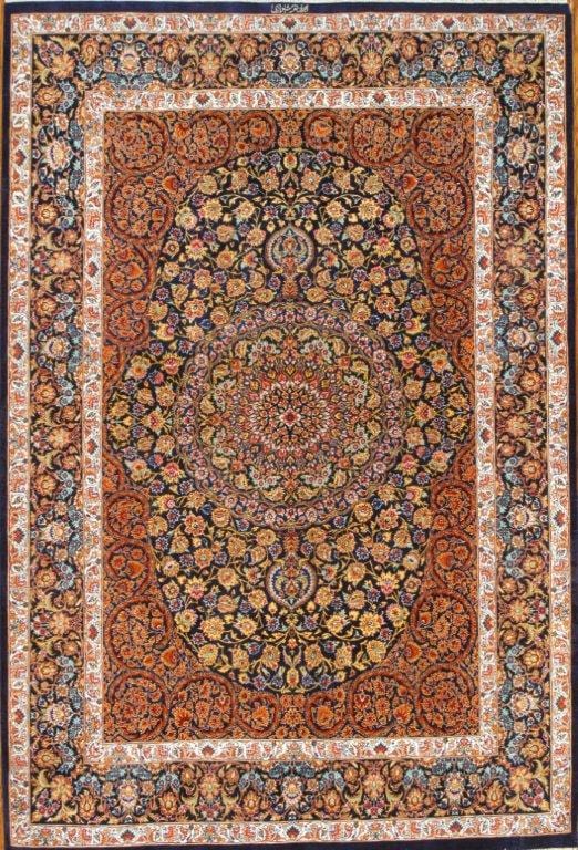 Qum Collection Hand-Knotted Pure Silk Area Rug- 4' 6" X 6' 8"