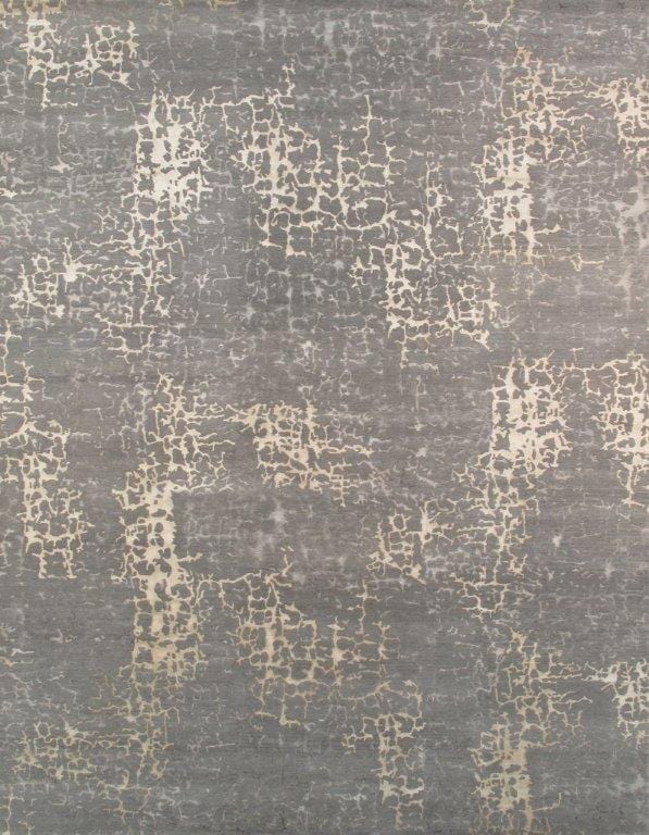 Modern Collection Hand-Knotted Grey Silk & Wool Area Rug- 2' 0" X 3' 0"