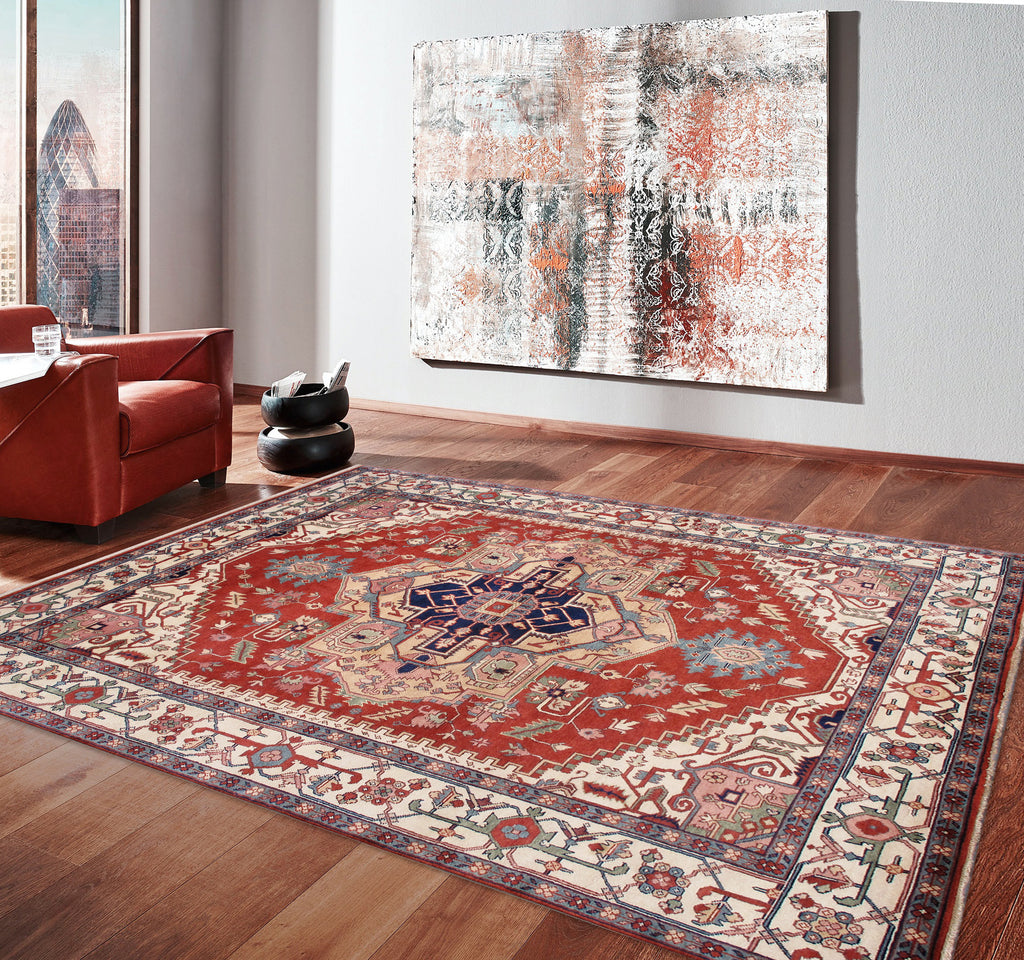 Serapi Collection Hand-Knotted Rust Wool Area Rug- 8' 0'' X 10' 1''