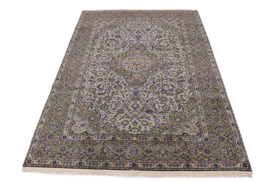 Semi Antique Sage Green Traditional 9X13 Kashan Persian Rug