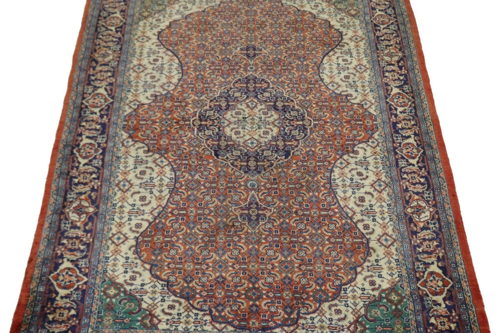 Vintage Orange Floral Geometric 4'5X6'7 Mahal Persian Rug
