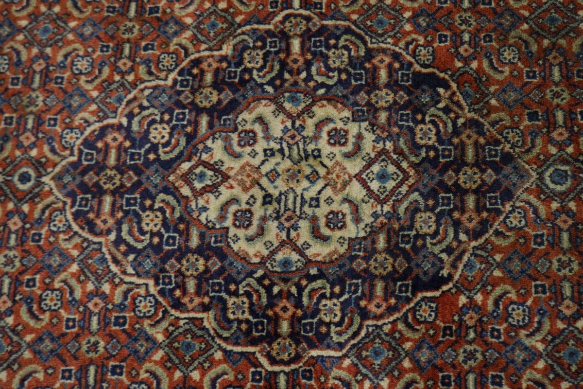 Vintage Orange Floral Geometric 4'5X6'7 Mahal Persian Rug