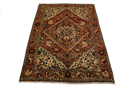 Vintage Rusty Red Floral 7X10 Bakhtiari Persian Rug