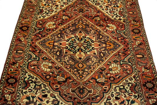 Vintage Rusty Red Floral 7X10 Bakhtiari Persian Rug