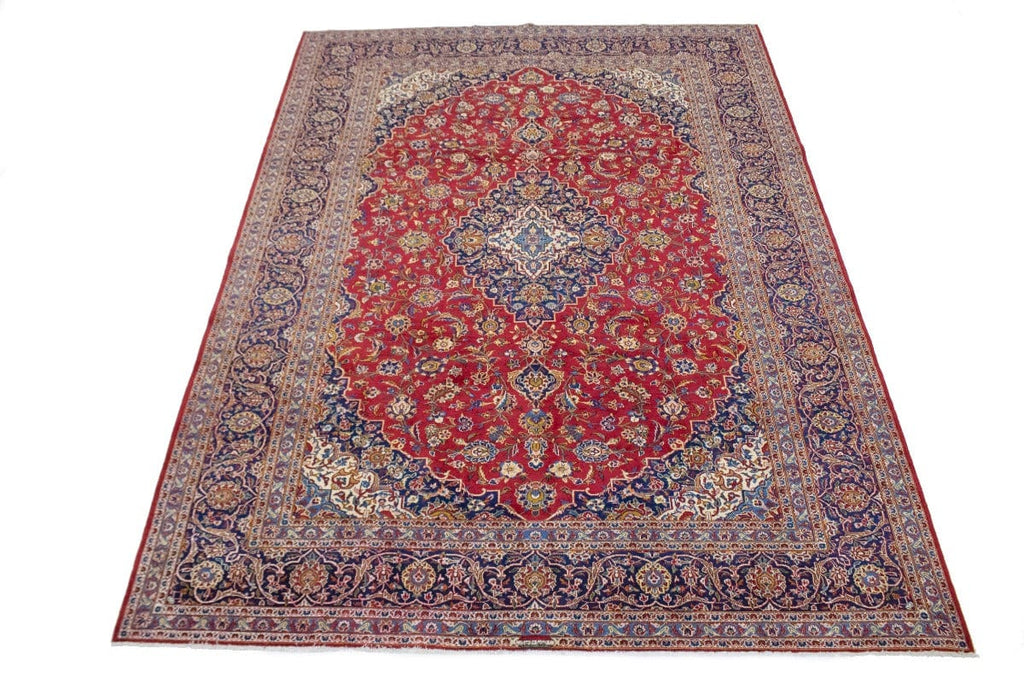 Semi Antique Red Traditional 9X13 Kashan Persian Rug