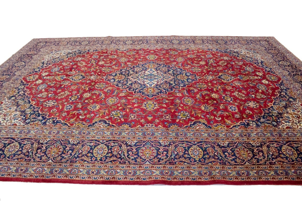 Semi Antique Red Traditional 9X13 Kashan Persian Rug