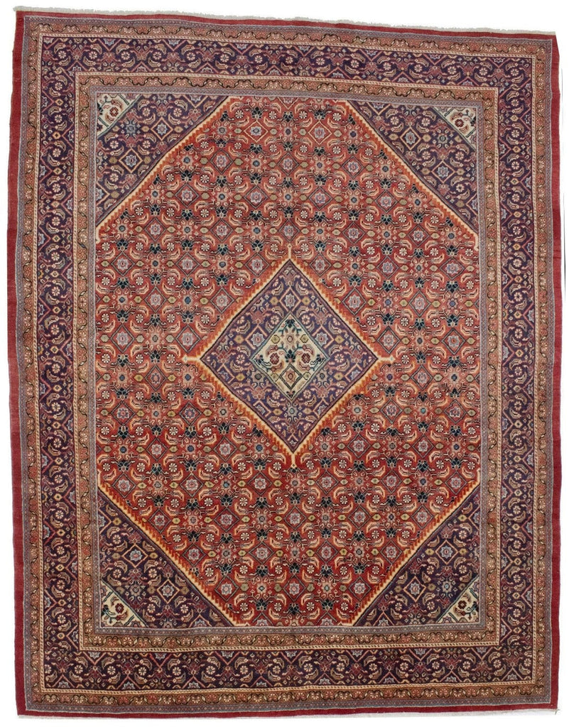 Semi Antique Red Geometric 10X13 Mahal Persian Rug