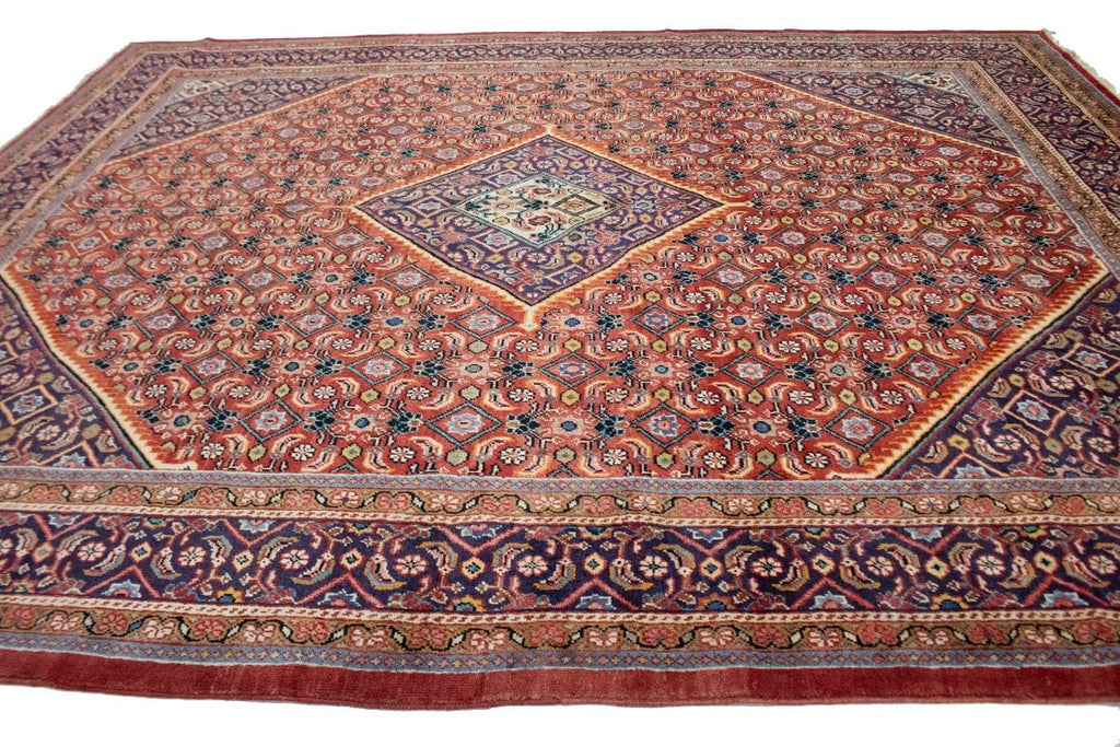 Semi Antique Red Geometric 10X13 Mahal Persian Rug