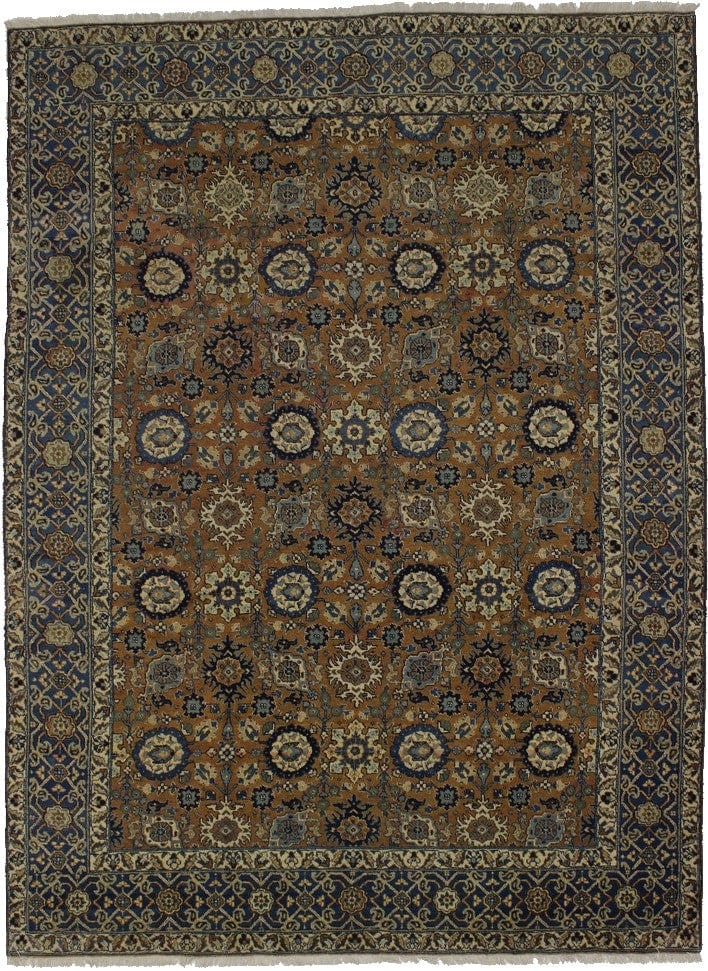 Antique Pale Brown Floral 9X12 Afshar Persian Rug