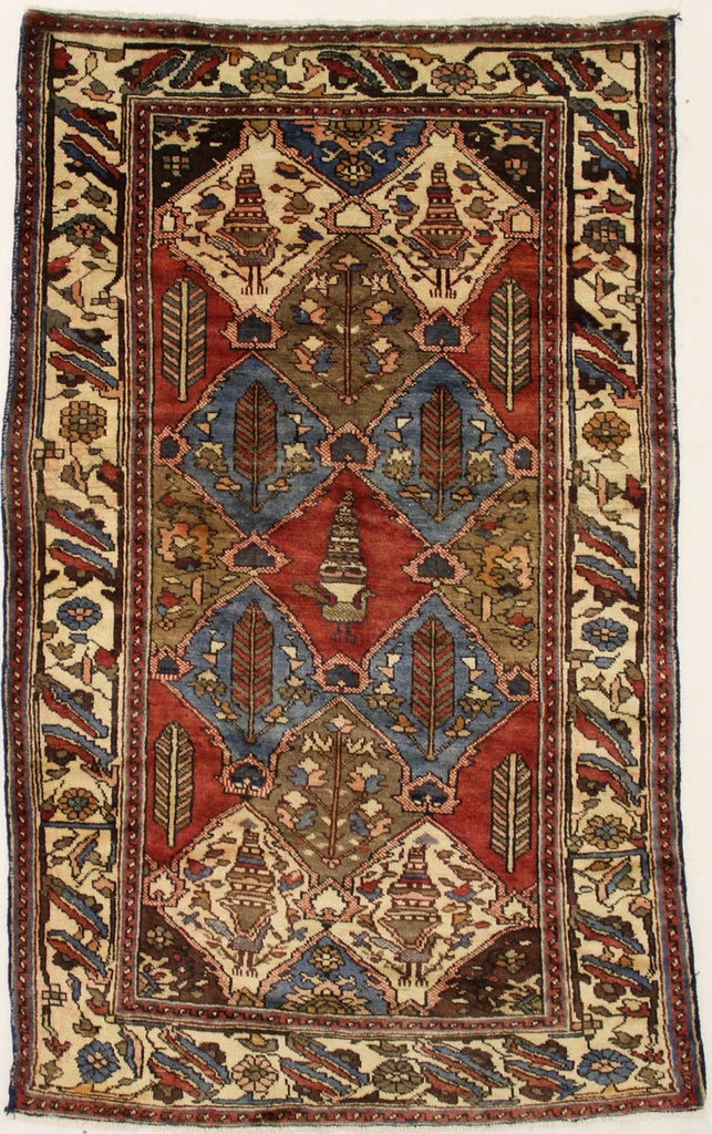 Semi Antique Rusty Red Floral 4X7 Bakhtiari Persian Rug