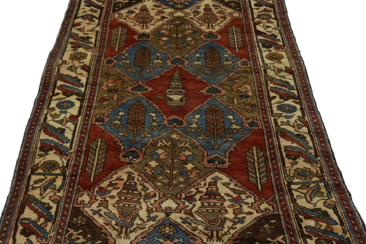 Semi Antique Rusty Red Floral 4X7 Bakhtiari Persian Rug