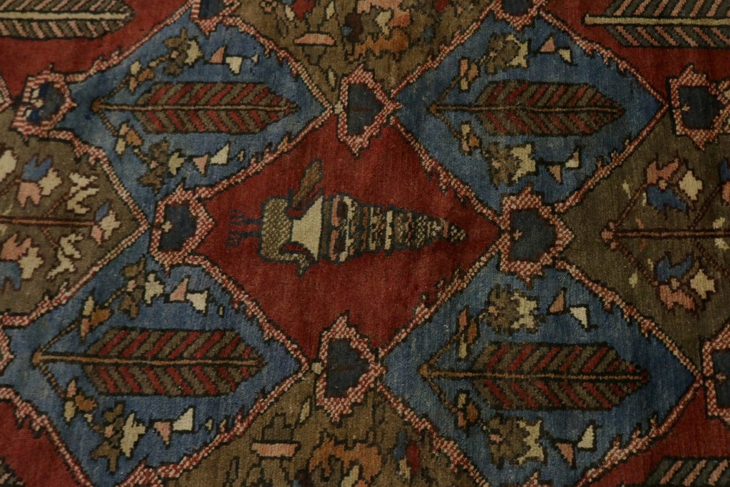 Semi Antique Rusty Red Floral 4X7 Bakhtiari Persian Rug