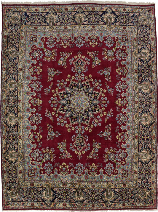 Semi Antique Red Classic 10X13 Kerman Persian Wool Rug