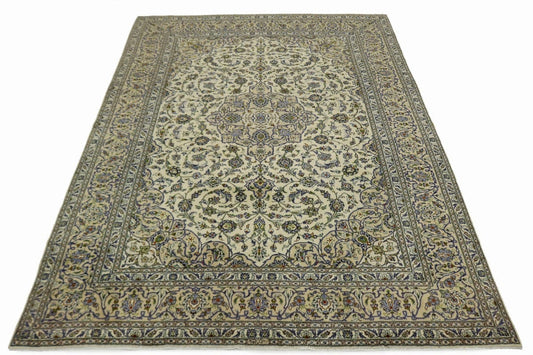 Semi Antique Cream Traditional 10X13 Kashan Persian Rug