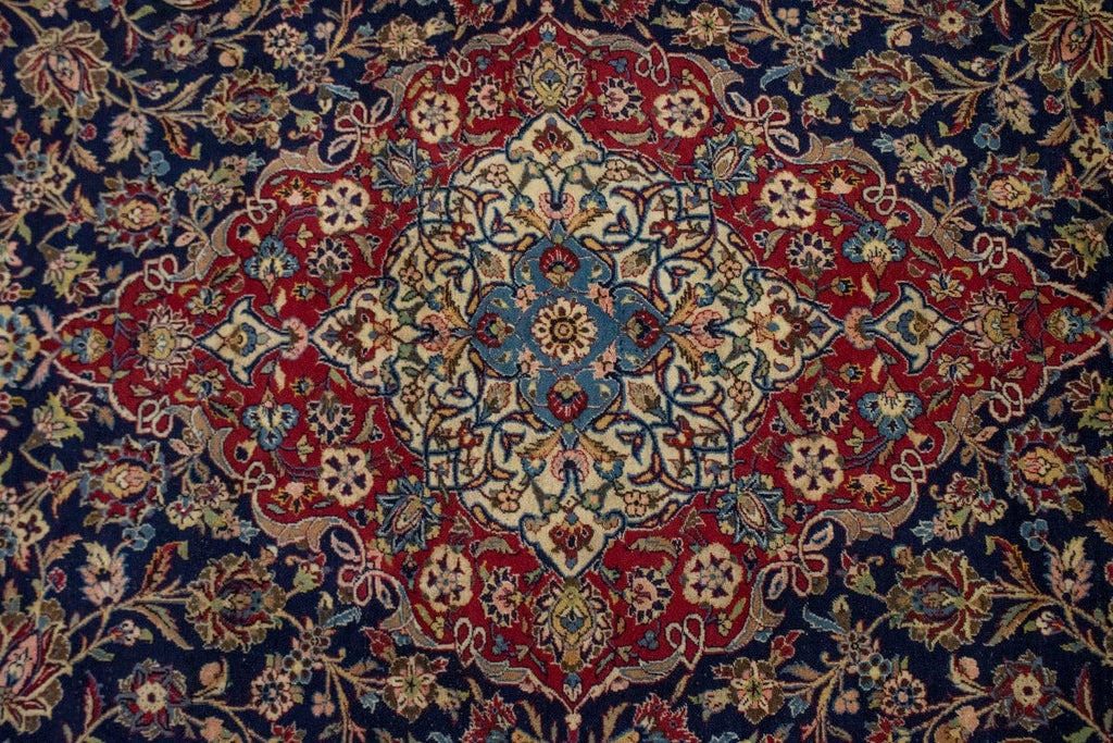 Semi Antique Purple-navy Traditional 10X13 Kashan Persian Rug