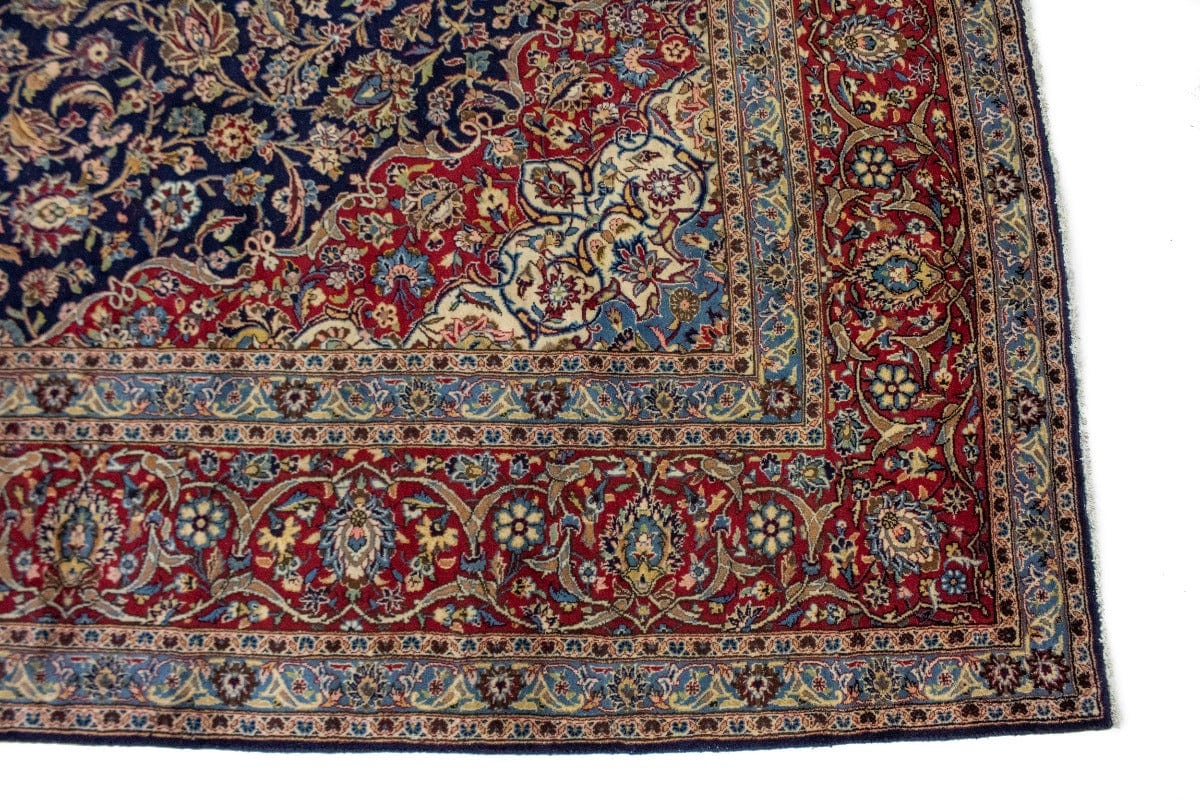 Semi Antique Purple-navy Traditional 10X13 Kashan Persian Rug