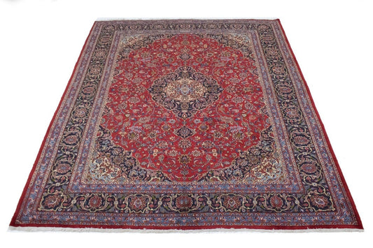 Vintage Rose Red Traditional 10X13 Mashad Persian Rug