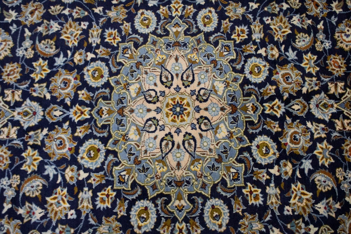 Vintage Navy Blue Traditional 10X13 Kashan Persian Rug