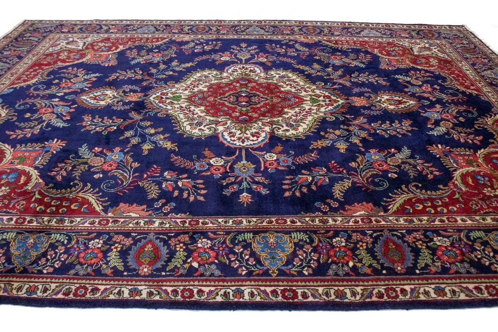 Vintage Purple-navy Traditional 10X13 Tabriz Persian Rug