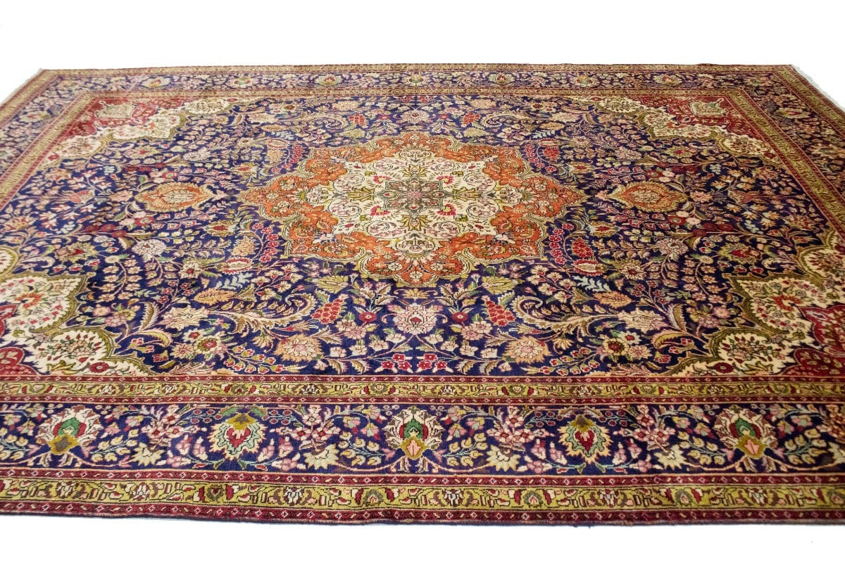 Vintage Dark Purple-navy Traditional 10X13 Tabriz Persian Rug