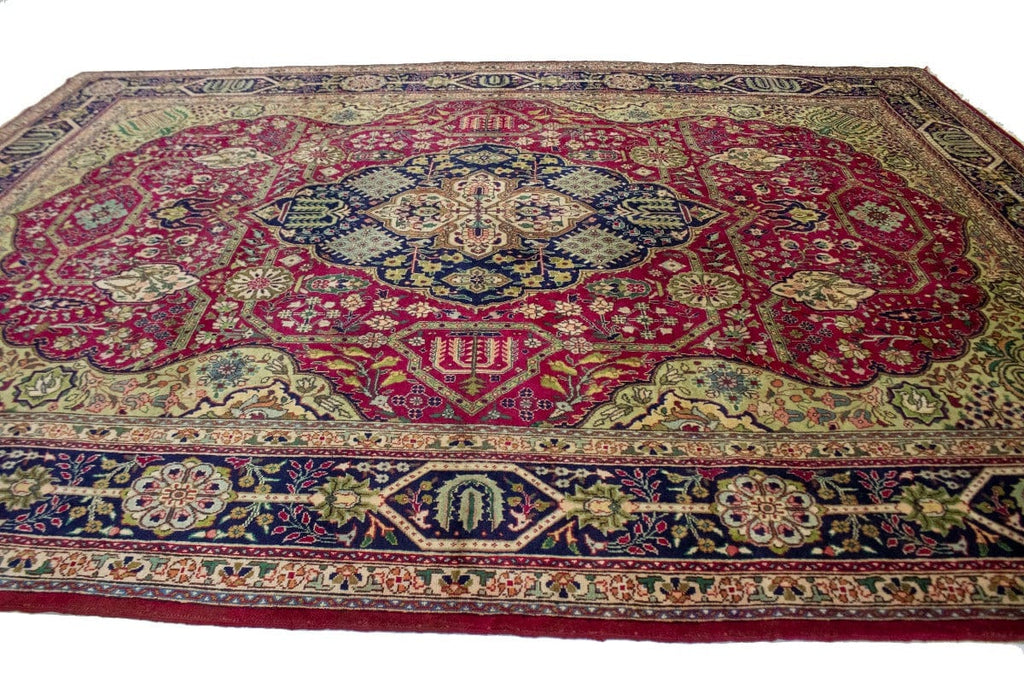 Vintage Red Traditional Pictorial 10X13 Tabriz Persian Rug
