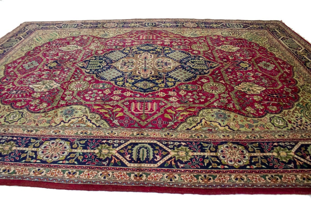 Vintage Red Traditional Pictorial 10X13 Tabriz Persian Rug
