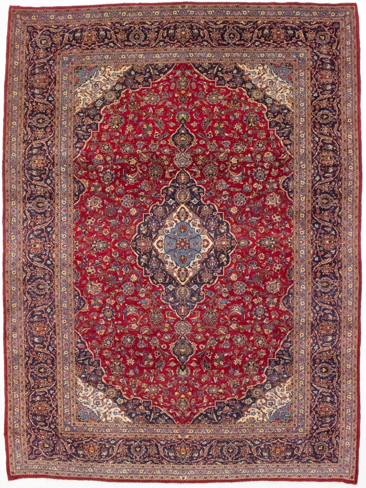 Semi Antique Traditional Red 10X13 Kashan Persian Rug