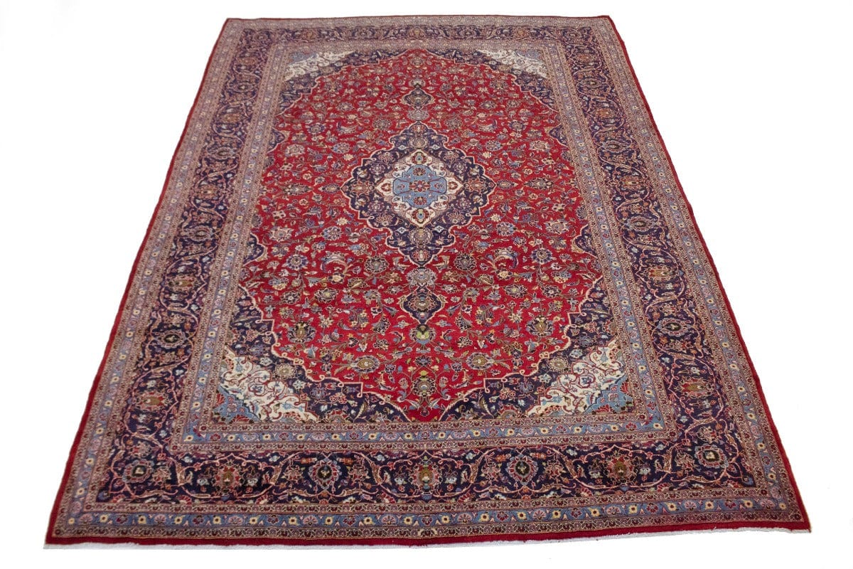 Semi Antique Traditional Red 10X13 Kashan Persian Rug