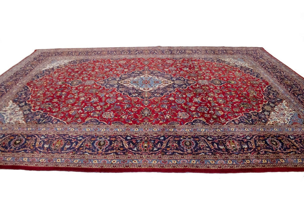 Semi Antique Traditional Red 10X13 Kashan Persian Rug