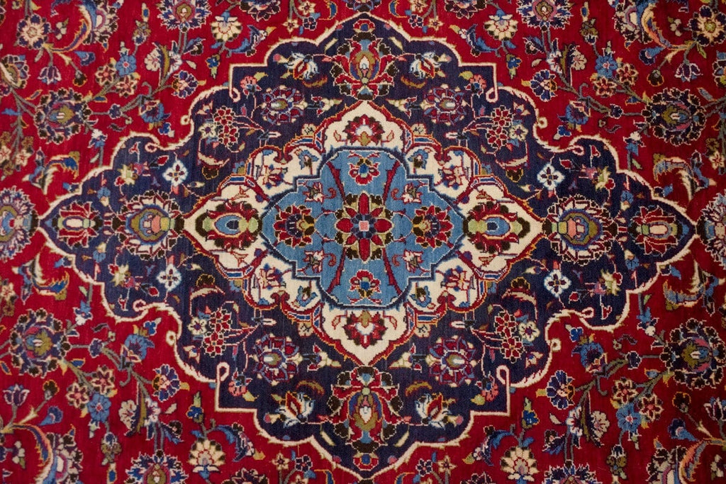 Semi Antique Traditional Red 10X13 Kashan Persian Rug