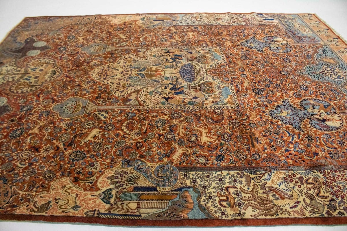 Semi Antique Rust Brown Traditional 10X13 Kashmar Persian Rug