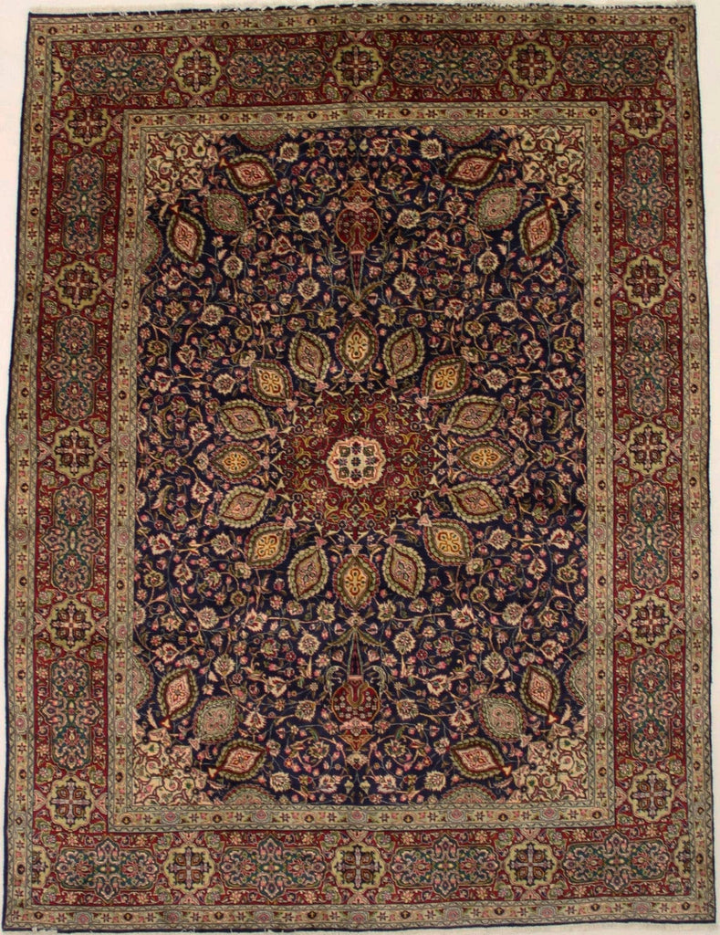 Semi Antique Purple-navy Traditional 10X13 Tabriz Persian Rug