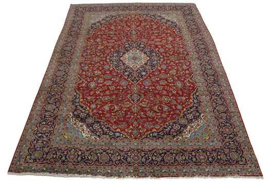 Semi Antique Red Traditional 9X13 Kashan Persian Rug