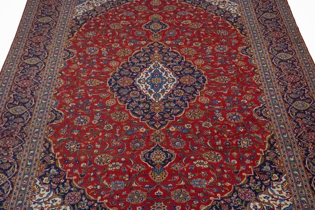 Vintage Red Traditional 10X14 Kashan Persian Rug