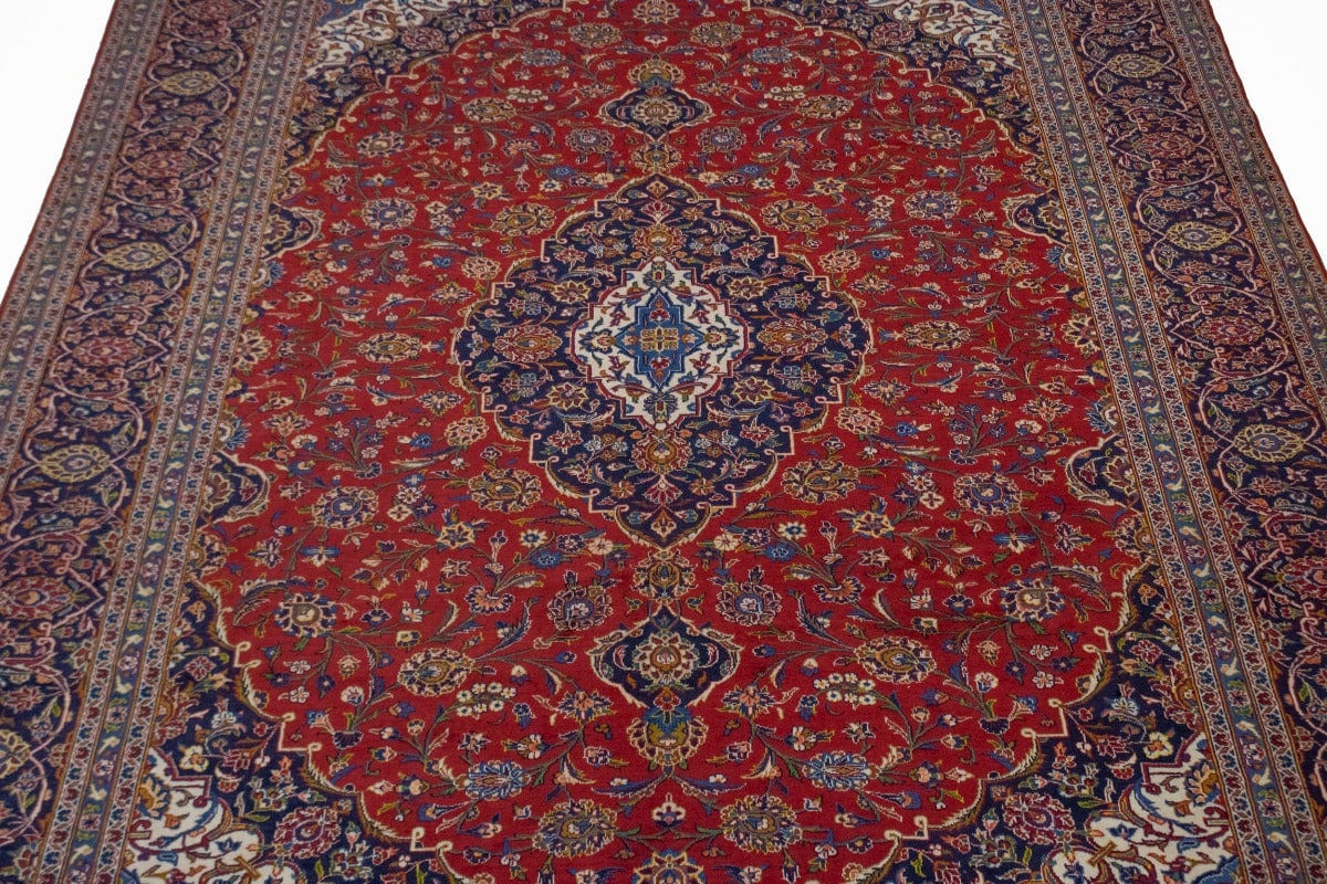 Vintage Red Traditional 10X14 Kashan Persian Rug