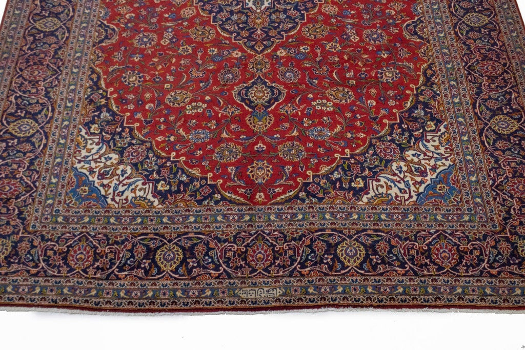 Vintage Red Traditional 10X14 Kashan Persian Rug