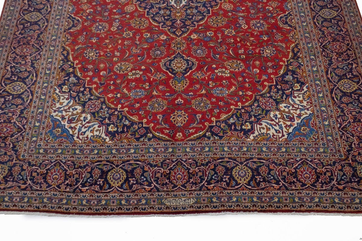 Vintage Red Traditional 10X14 Kashan Persian Rug