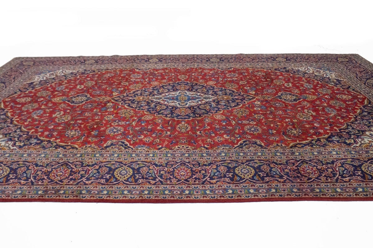 Vintage Red Traditional 10X14 Kashan Persian Rug